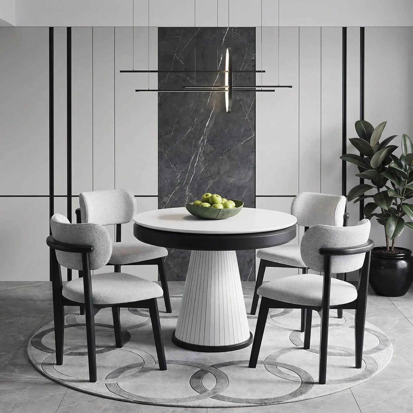 Mantar White Table & Atlas Chair Set HDR1433