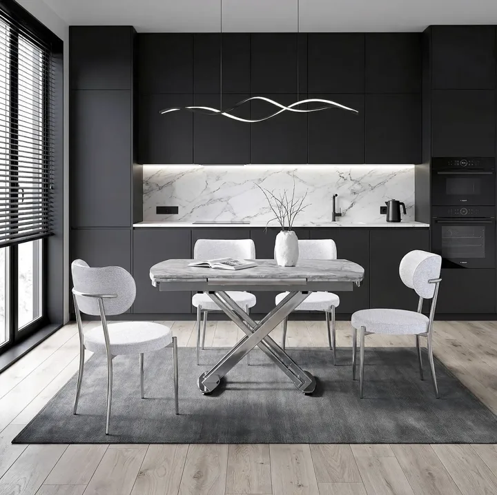 Galata Bermuda and Chrome Table & Atlas Chrome Chair Set HDR1415