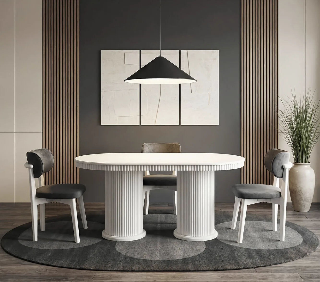 Efes White Table & Atlas Chair Set HDR1408