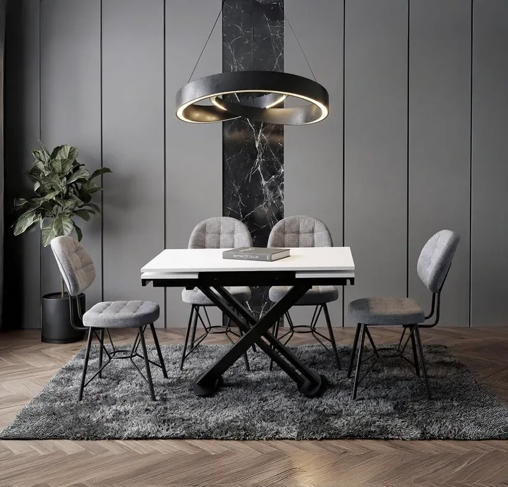 Galata Mini White Table & Gozde Chair Set HDR1417
