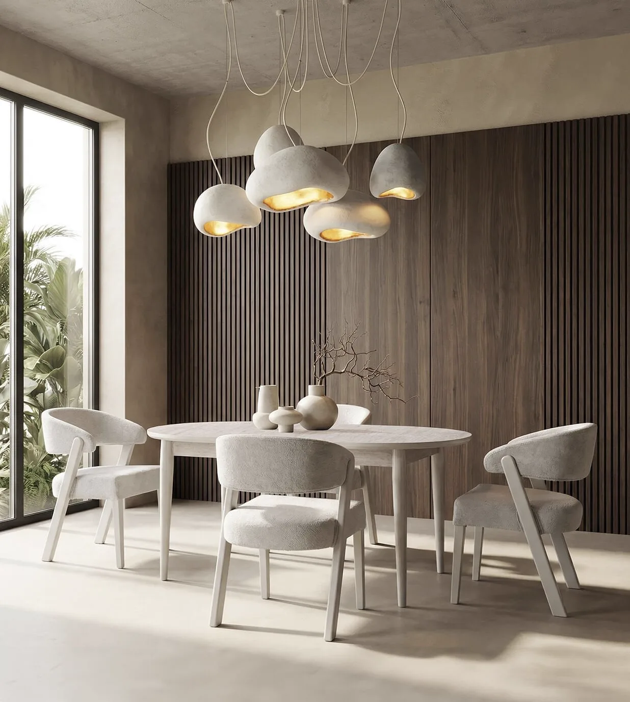Defne Travertine Table & Oyku Chair Set HDR1407