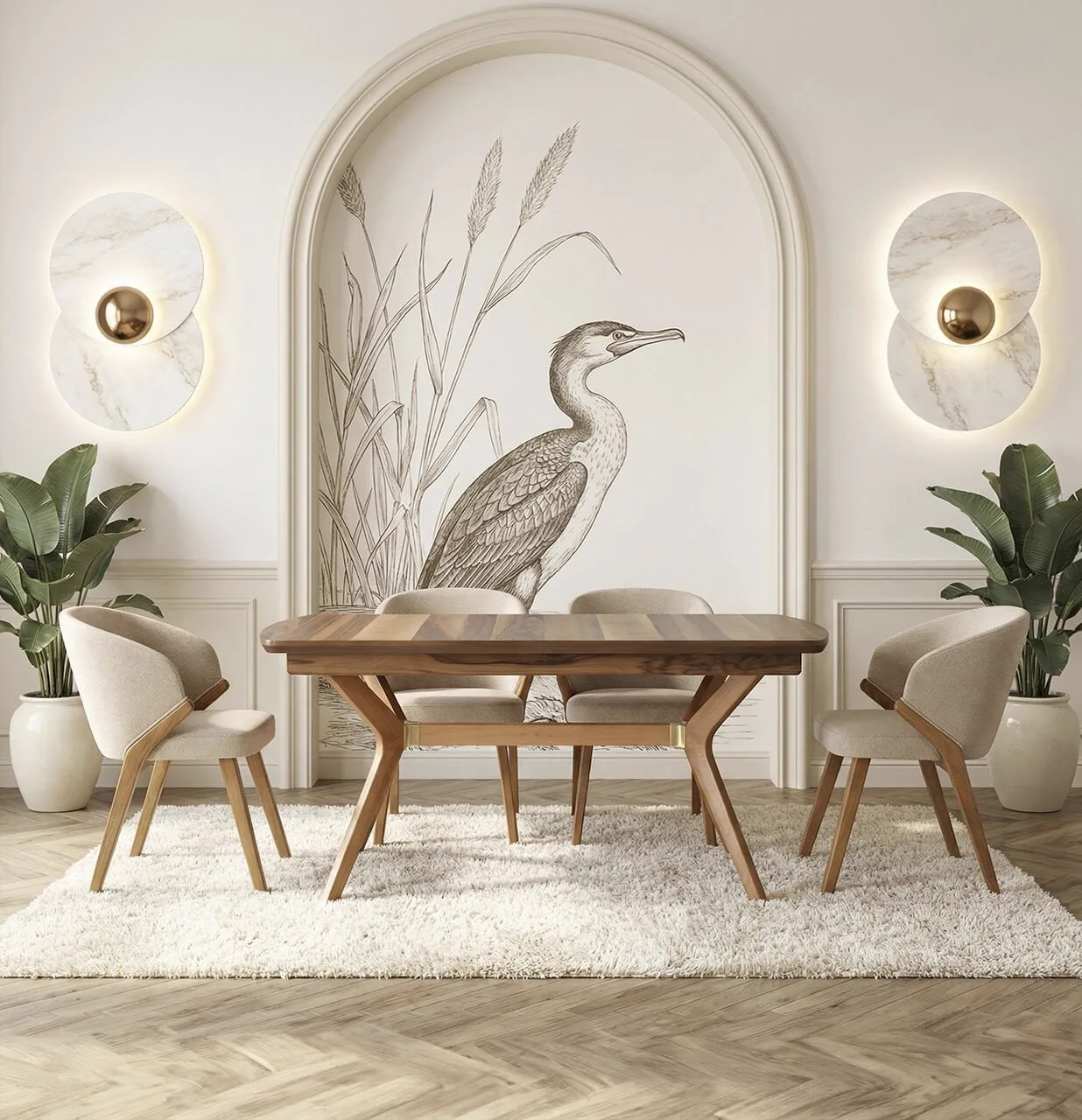 Petra Walnut Dining Table & Ayaz Chair Set HDR1447