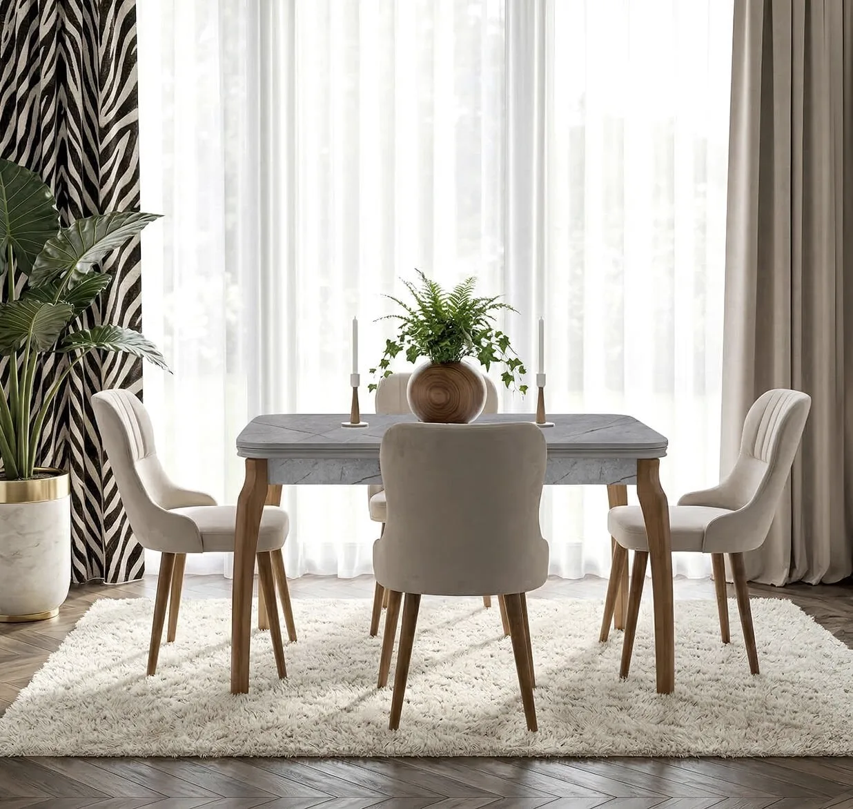 Nil Grey Dining Table & Lisbon Chair Set HDR1443