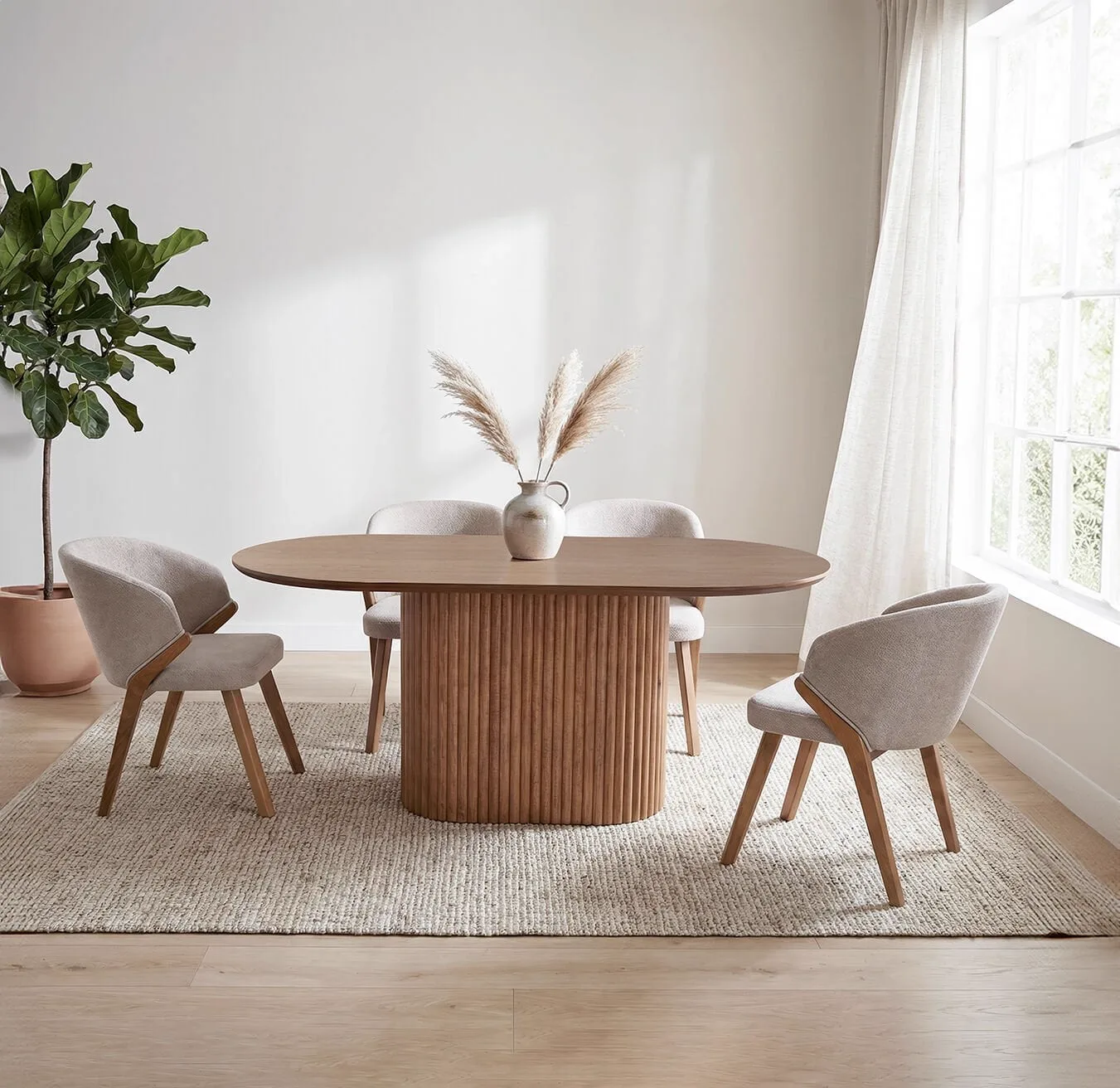Can Walnut Dining Table & Ayaz Chair Set HDR1403