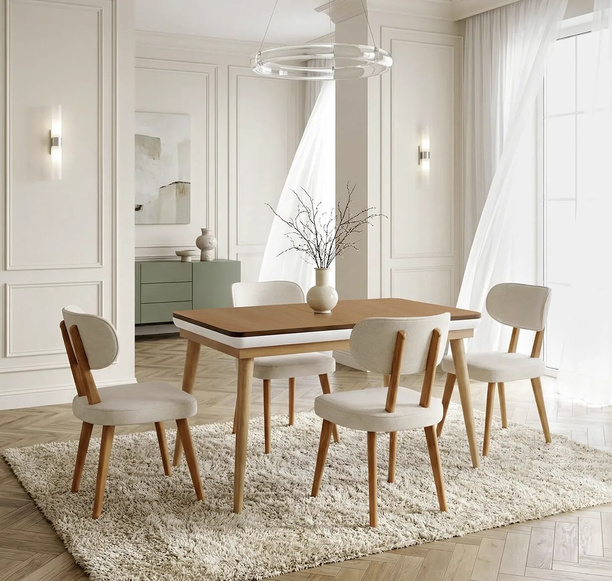 Hera Natural Dining Table & Ceren Chair Set HDR1425