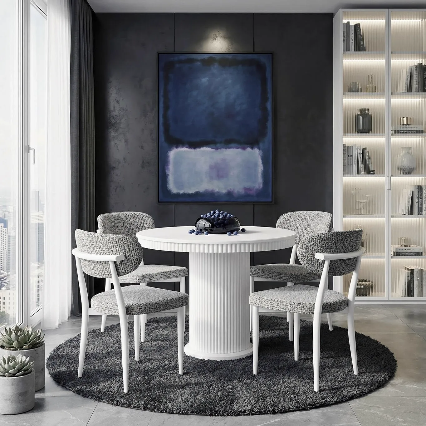 Golf White Dining Table & Elma Chair Set HDR1422