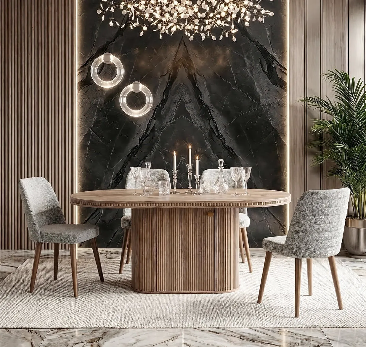 Athena Walnut Table & Kismet Chair Set HDR1402
