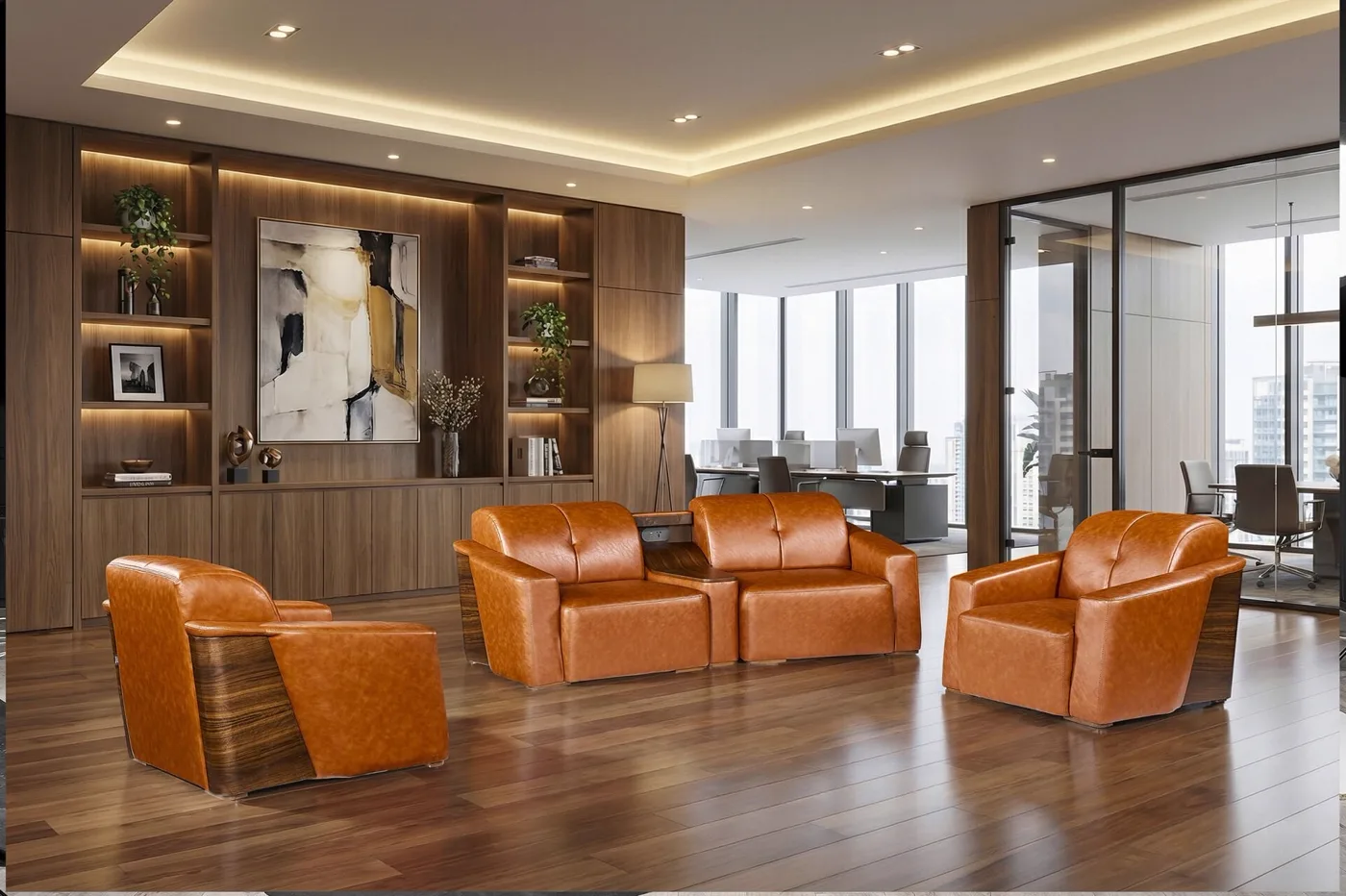 Bentley Office Armchair Set with Console FSM1401