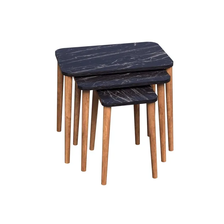 Turned Nesting Tables Black Marble TN0711
