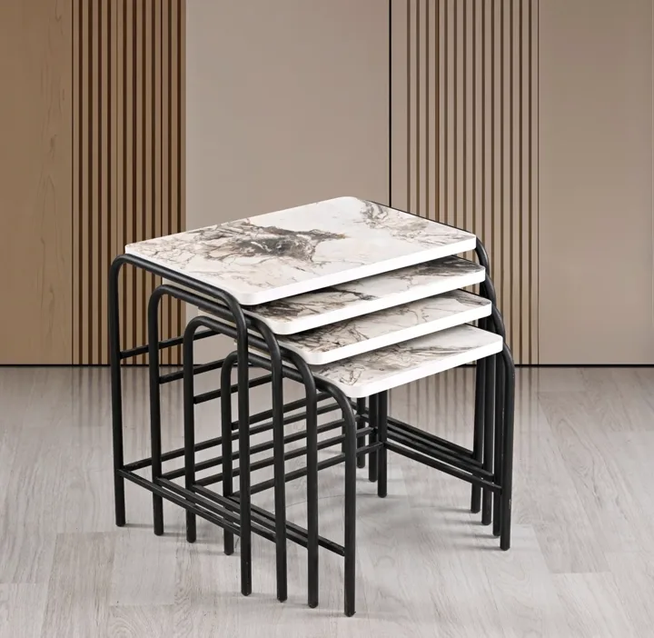 Demet Nesting Tables White Marble TN0686