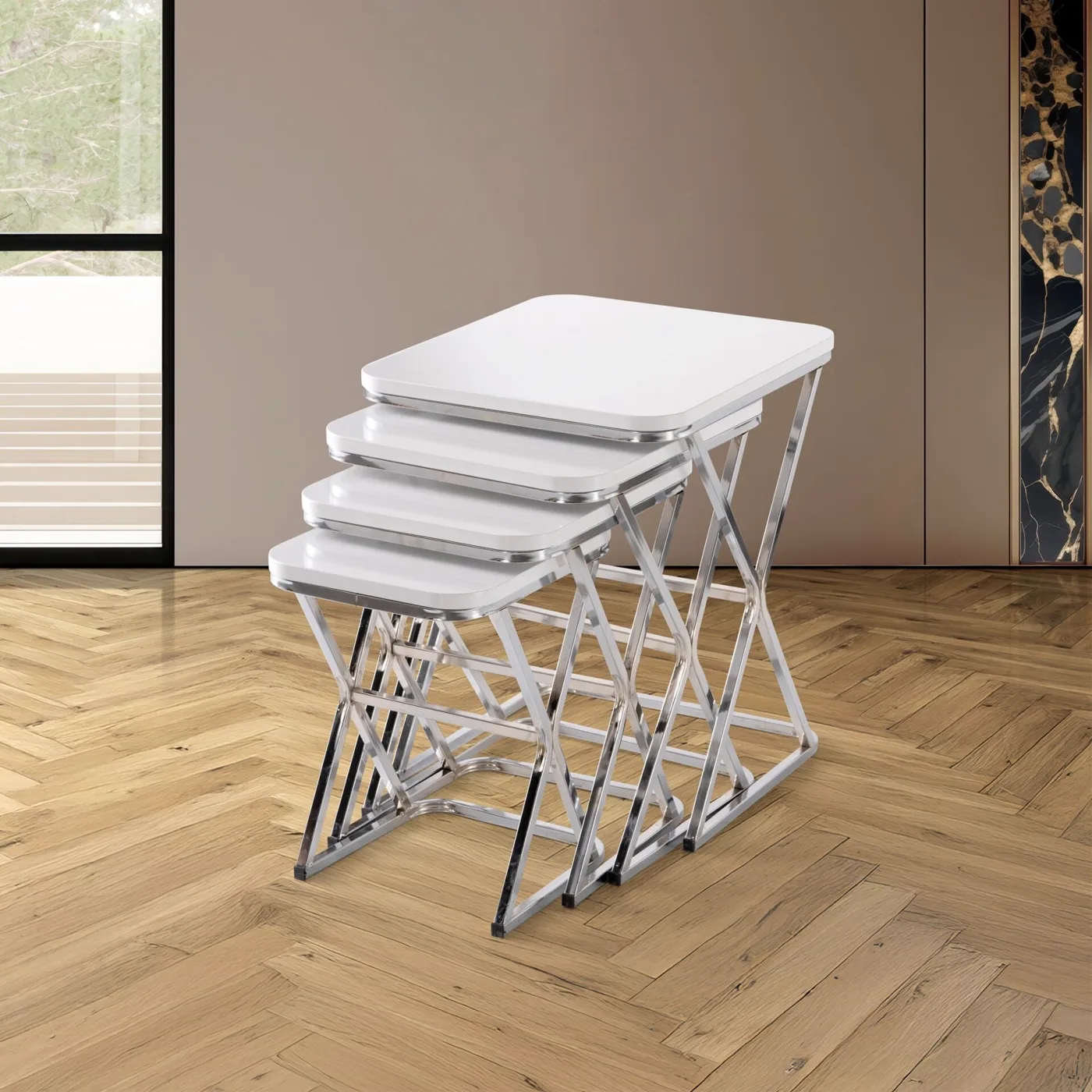 X Nesting Tables White TN0678