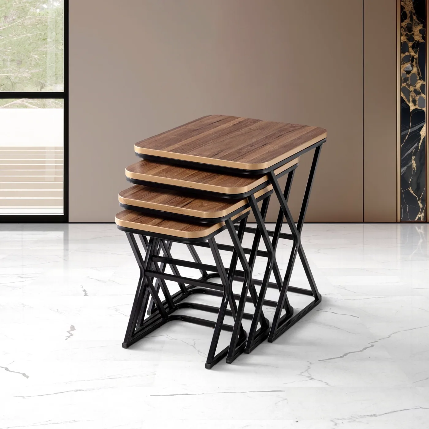 X Nesting Tables Walnut TN0676