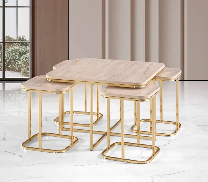 4+1 Eko Yasam Table Travertine TN0681