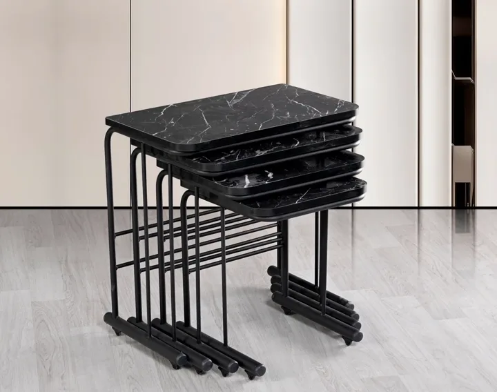 Tual Nesting Tables Black Marble TN0672