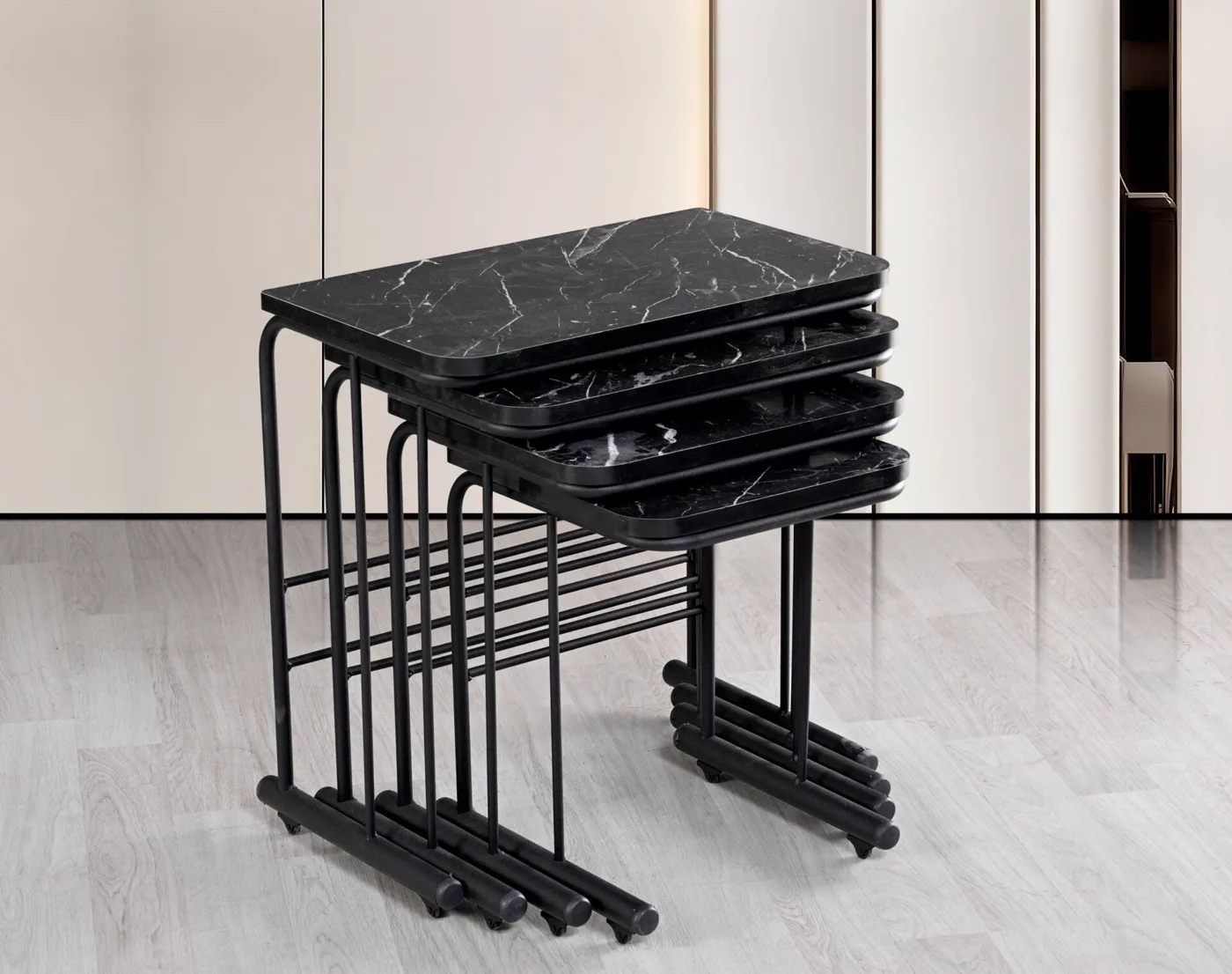 Tual Nesting Tables Black Marble TN0672