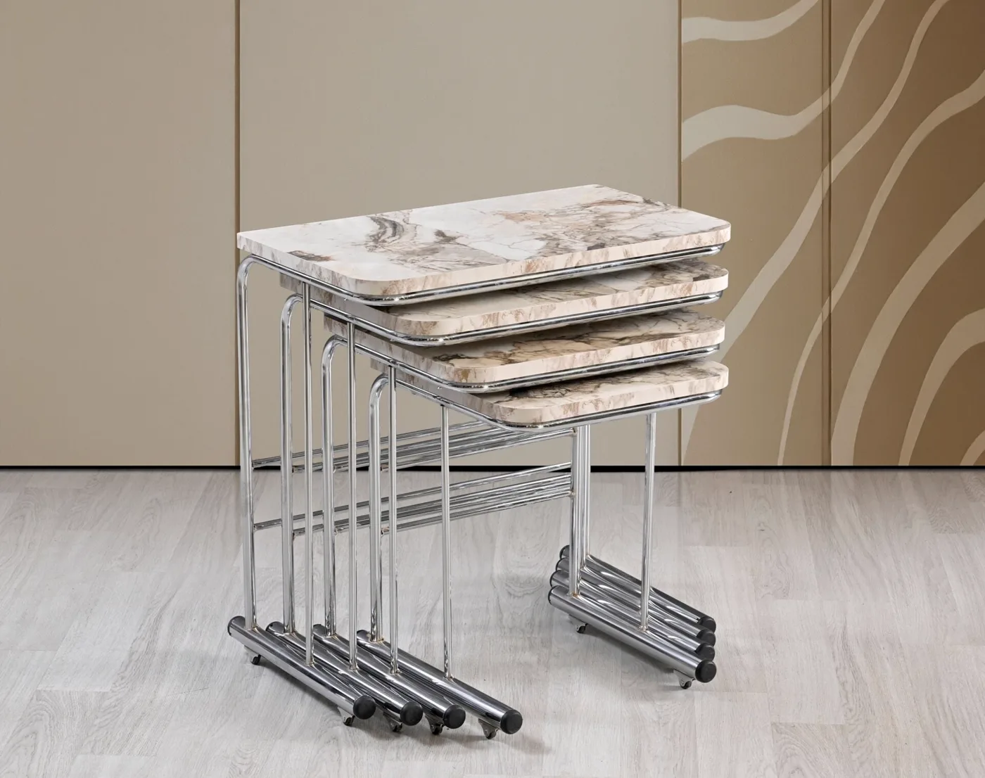 Tual Nesting Tables White Marble TN0671