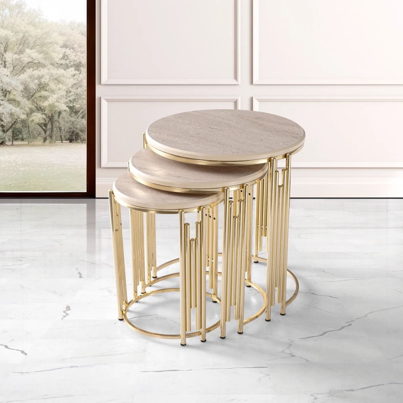 Piyano Nesting Tables Travertine TN0664