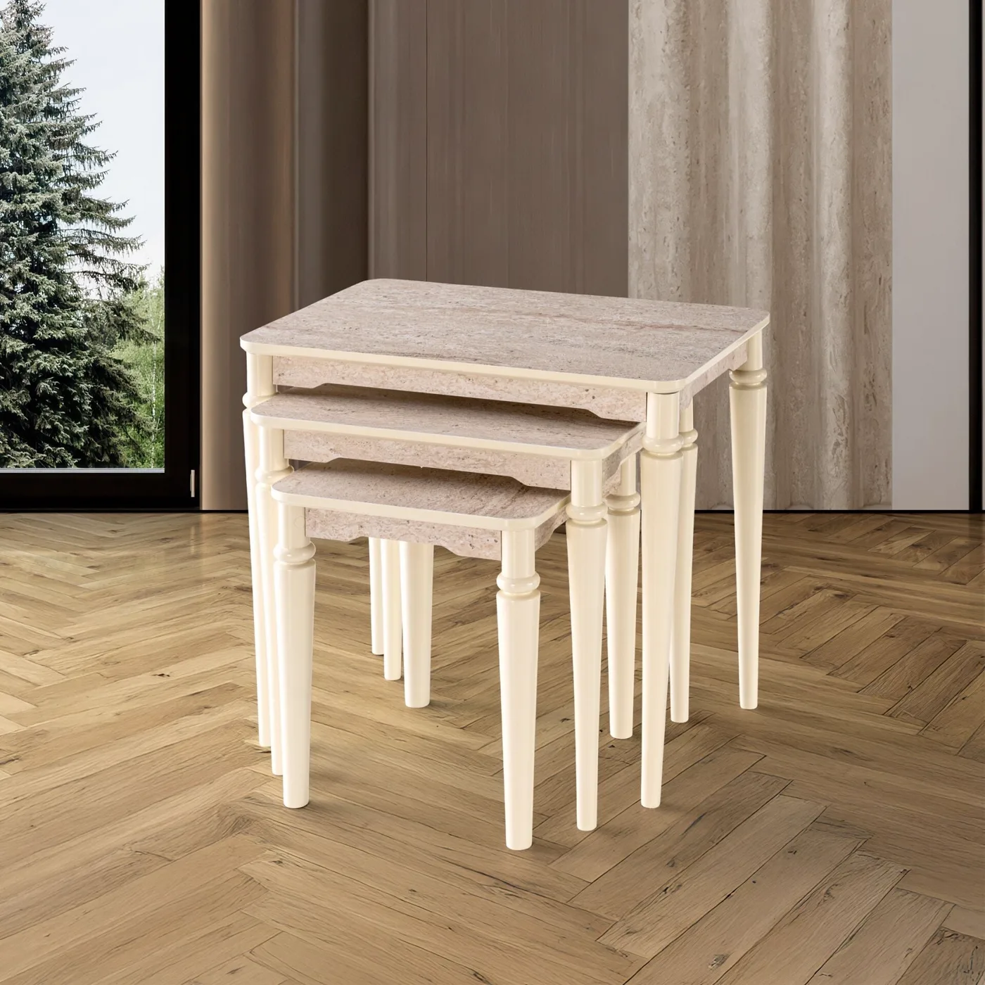Izmir Nesting Tables Travertine TN0651