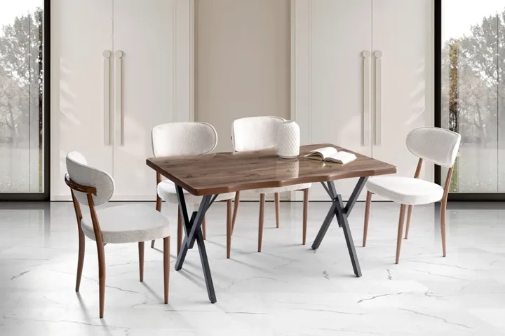 Kutuk 4-Chair Table Set Walnut TN0641