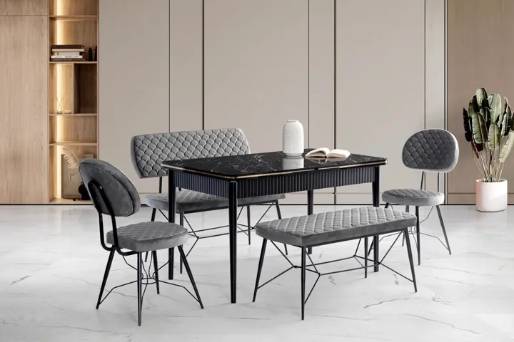 Yaz Bench Table Chair Set Bendir TN0635