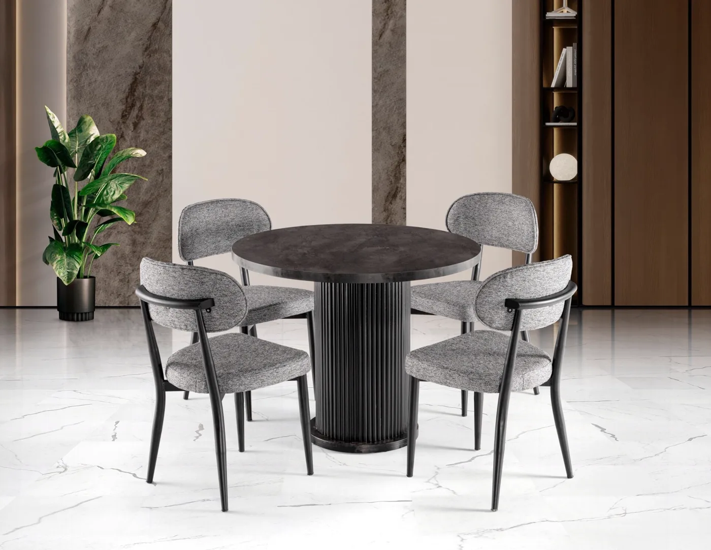 Bohem 4-Chair 100% MDF Table Set Ironi TN0625