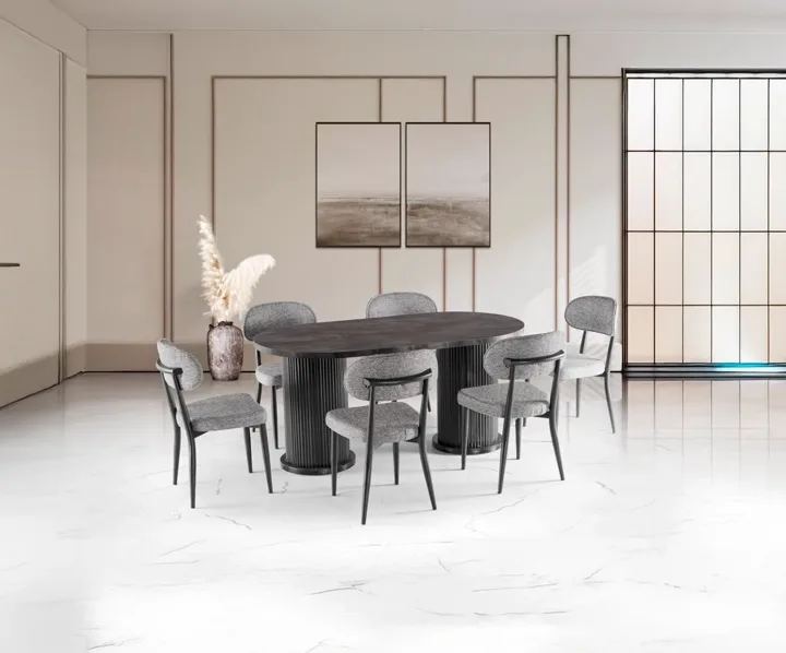 Bohem 6-Chair 100% MDF Dining Table Set Ironi TN0622