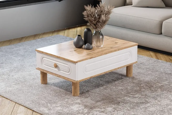 Bohem Couchtisch Atlantik Kiefer - Weiß TN0608
