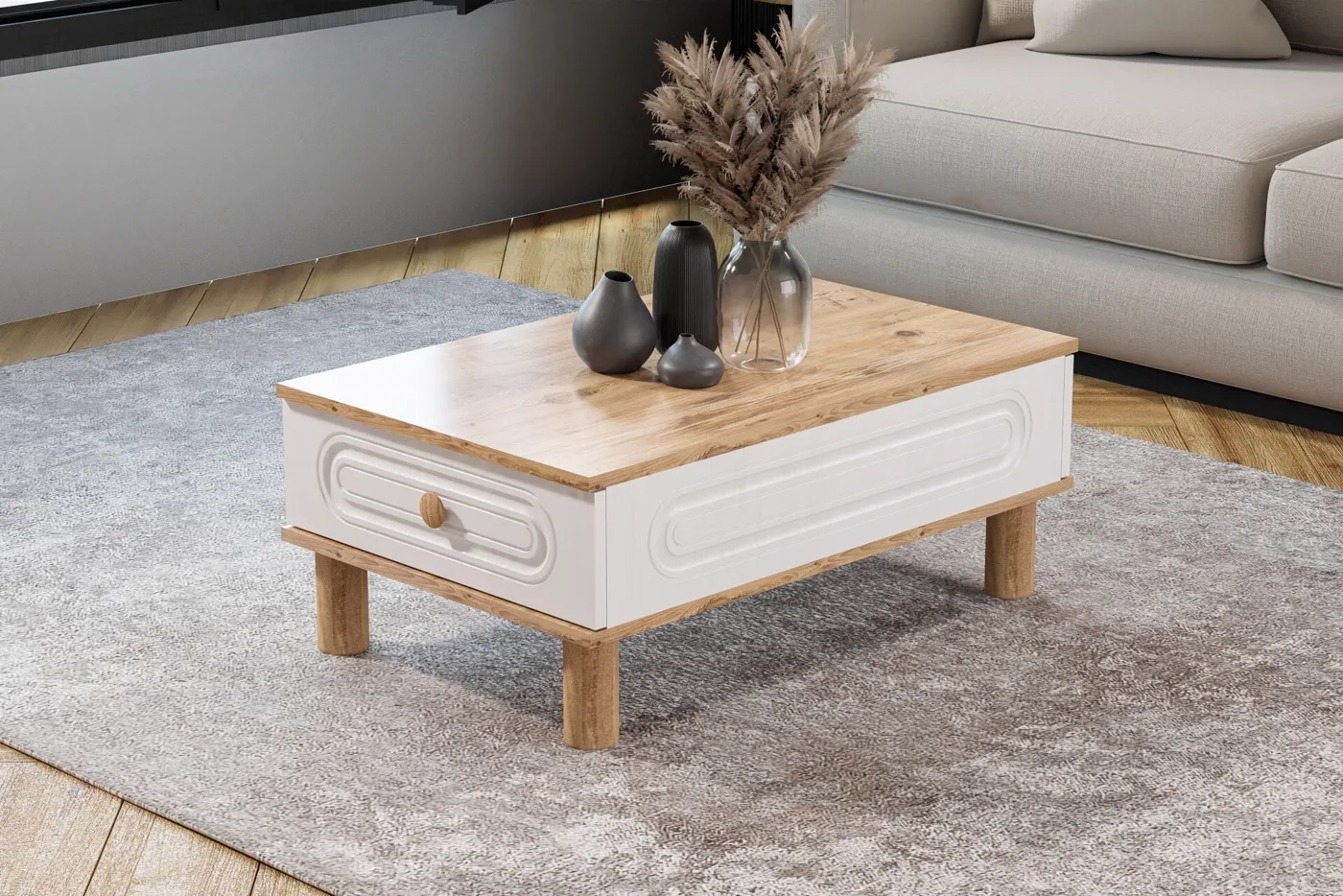 Bohem Couchtisch Atlantik Kiefer - Weiß TN0608