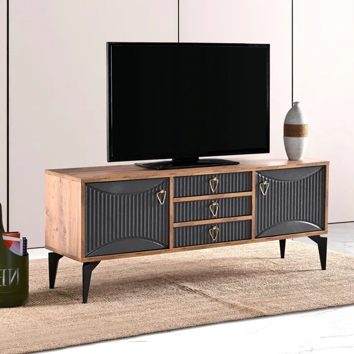 Aslan 3-Drawer TV Table Atlantic Pine - Anthracite TN0588