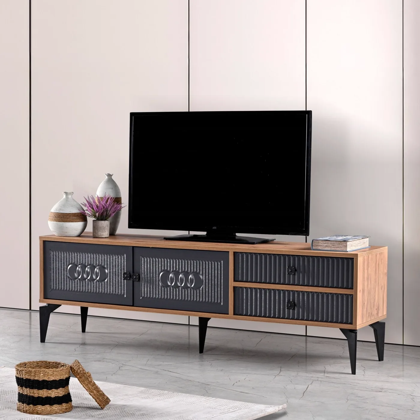 Aslan Inci 160 TV Table Atlantic Pine - Anthracite TN0582