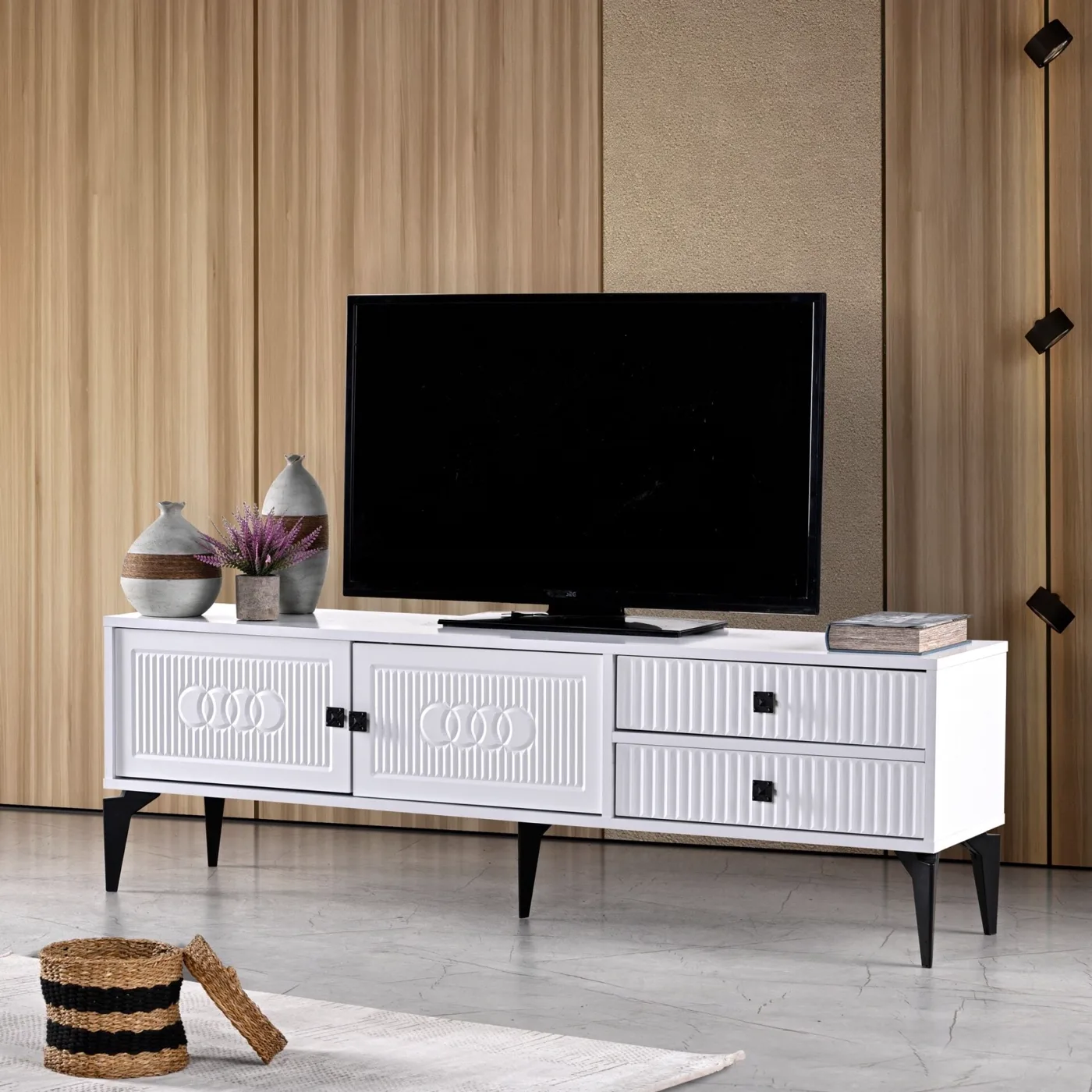Aslan Inci 160 cm TV Stand White TN0580
