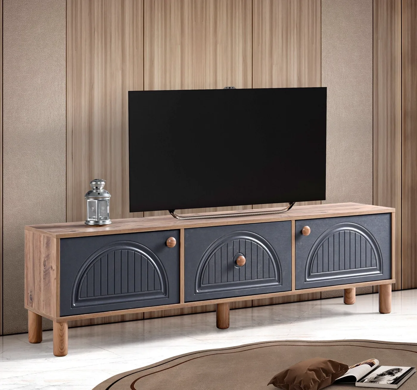 Aslan Bohem 180 cm TV Stand Atlantic Pine - Anthracite TN0567
