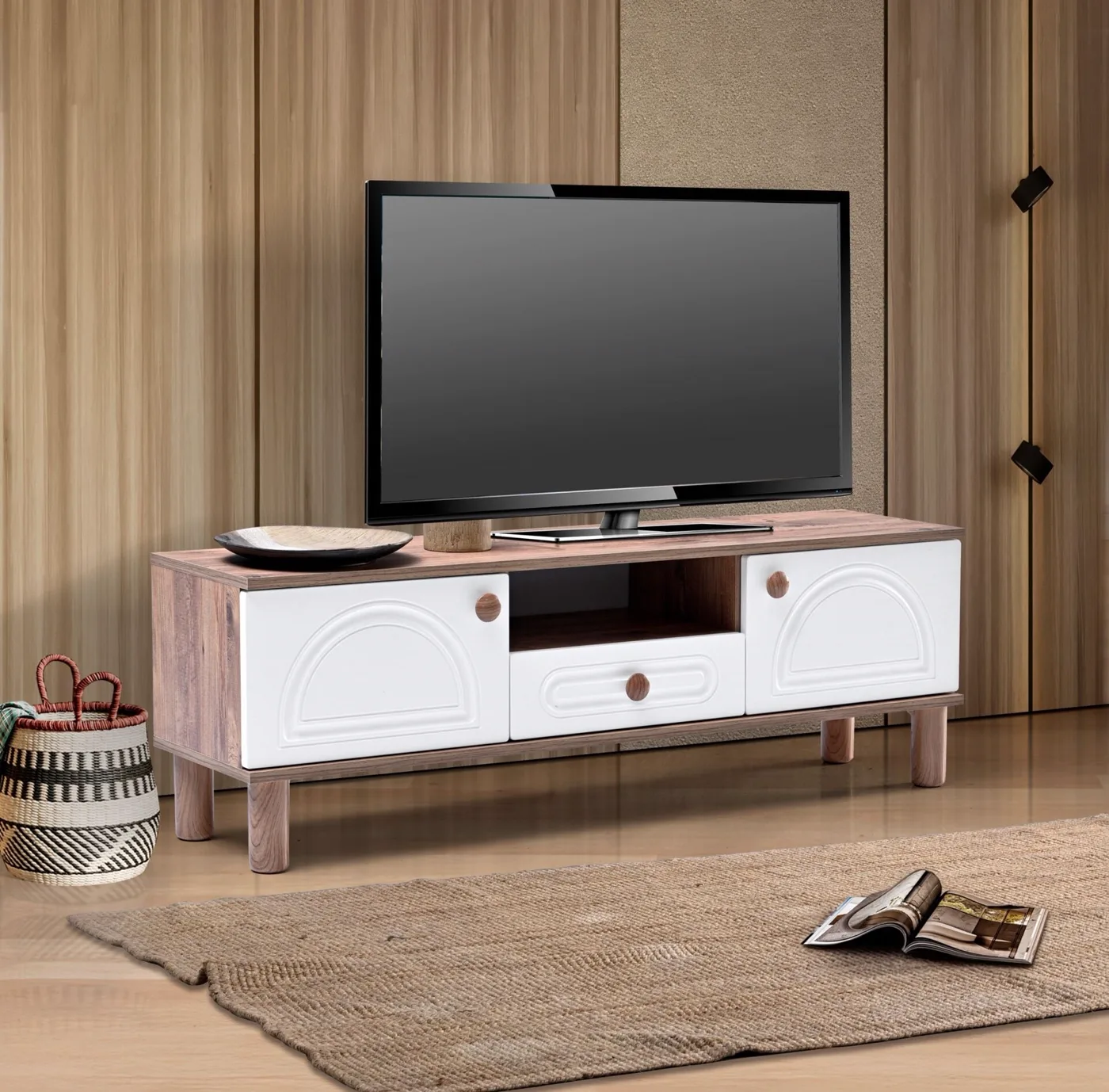 Aslan Bohem 160 cm TV Stand Atlantic Pine - White TN0574