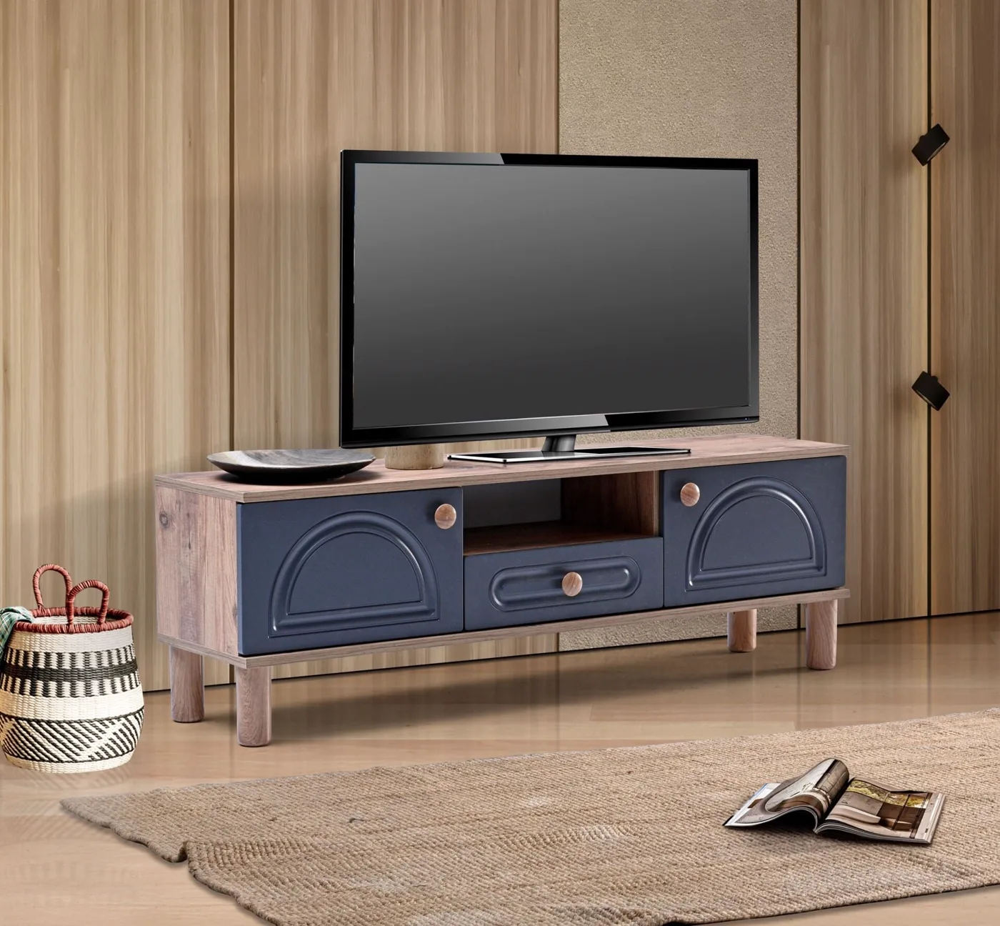 Aslan Bohem 160 cm TV Stand Atlantic Pine - Anthracite TN0575
