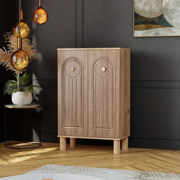 Bohem Atlantic Pine - Walnut Shoe Cabinet with 2 Doors TN0477