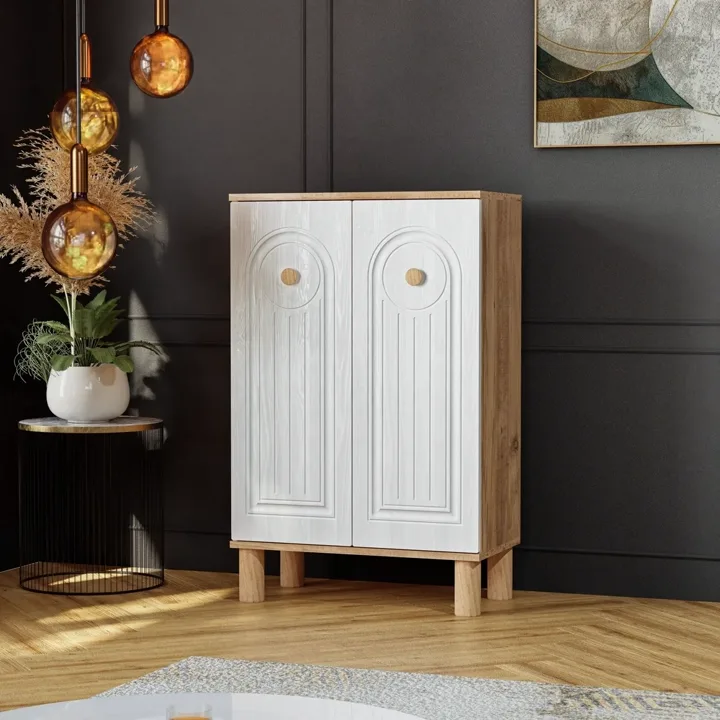 Bohem Atlantic Pine - White Shoe Cabinet with 2 Doors TN0476