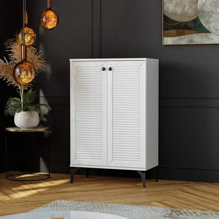 Naz White Shoe Cabinet with 2 Doors TN0473