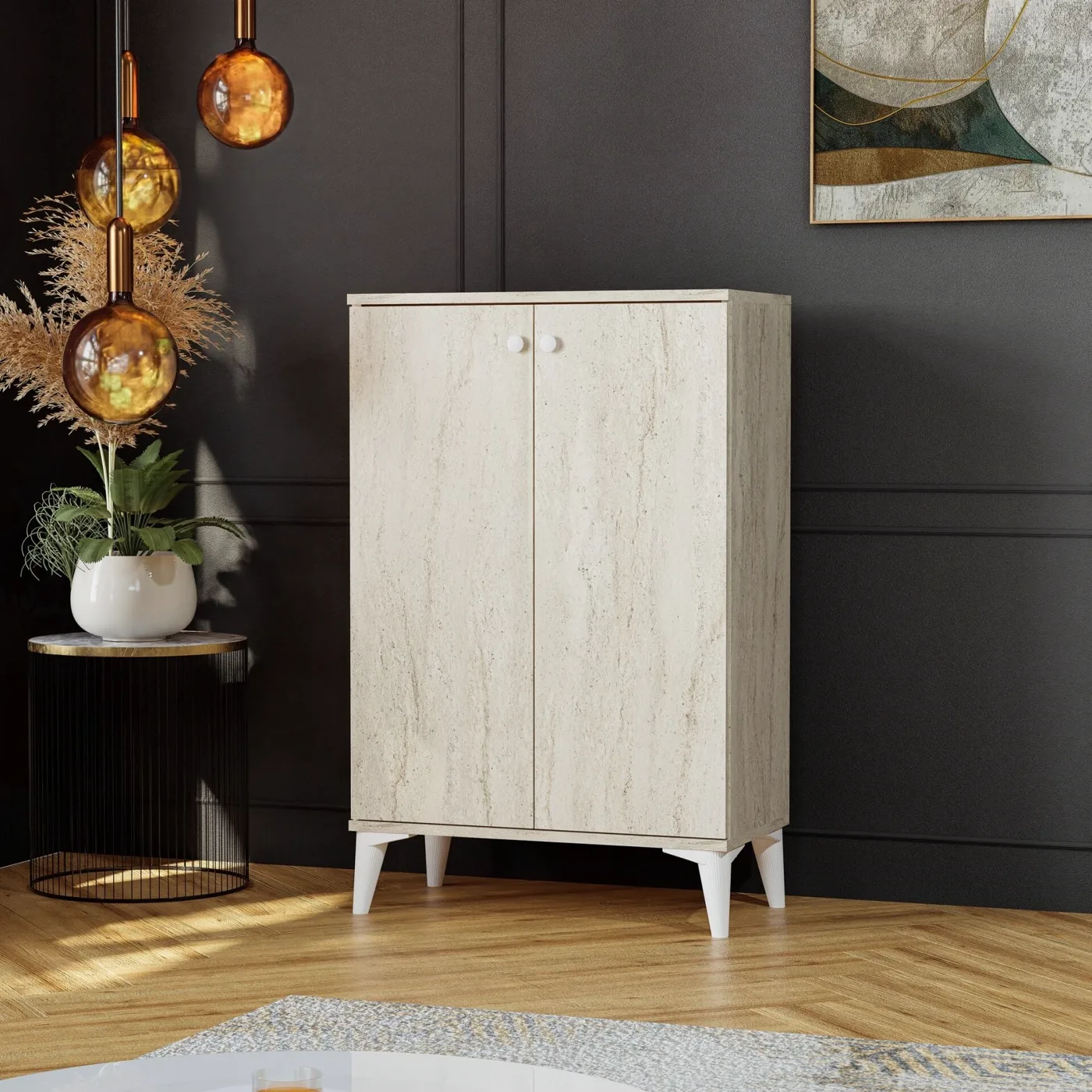 Travertine Shoe Cabinet with 2 Doors TN0472