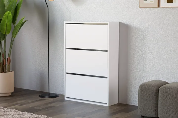 Drop-down Door Shoe Cabinet - White TN0458
