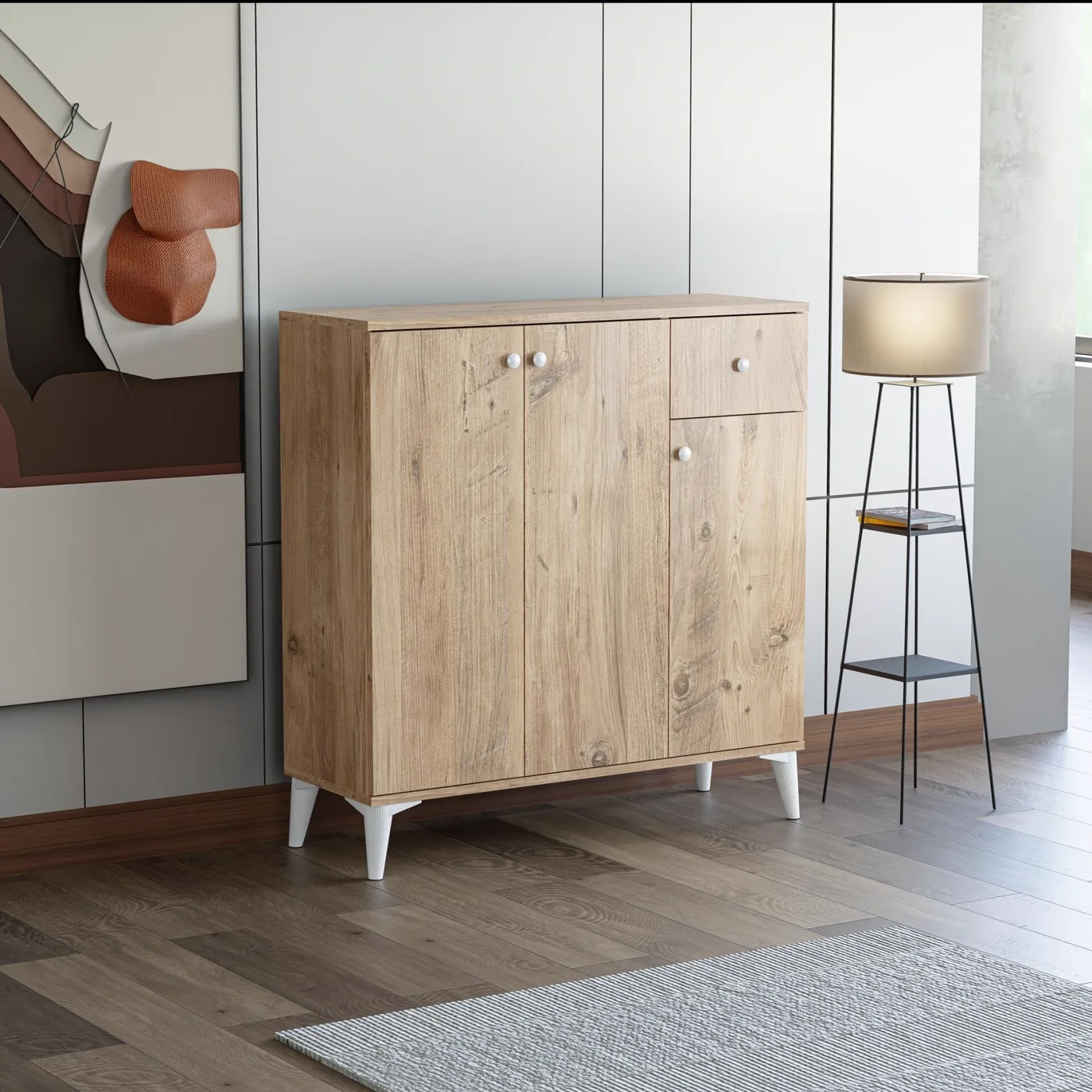 Atlantic Pine Shoe Cabinet with 3 Doors TN0462