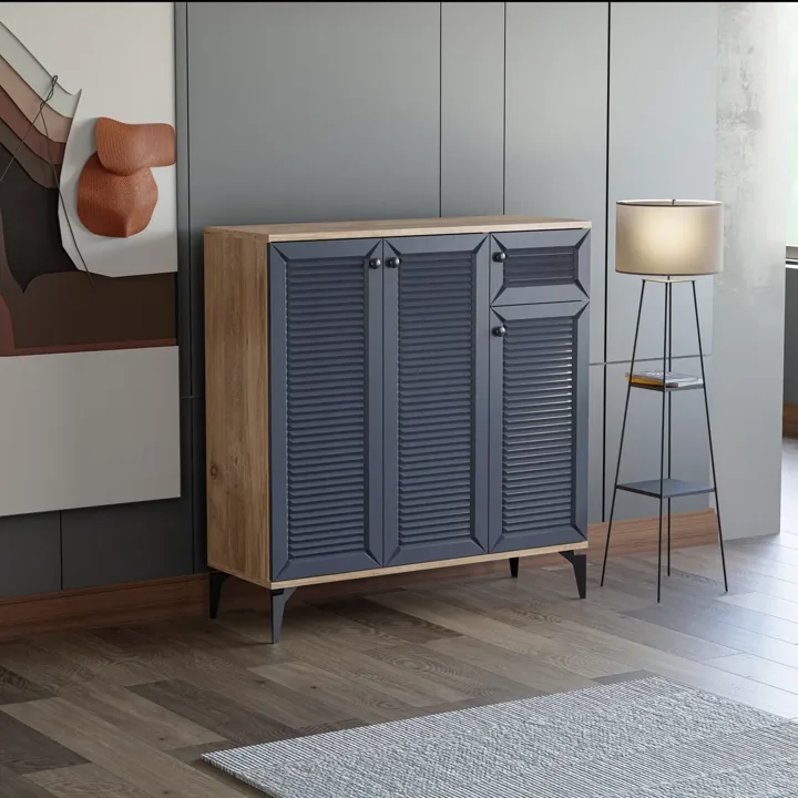 Naz Atlantic Pine Anthracite Shoe Cabinet with 3 Doors TN0466