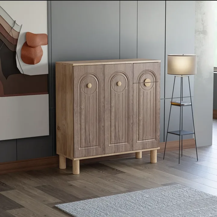Bohem Atlantic Pine - Walnut Shoe Cabinet with 3 Doors TN0468