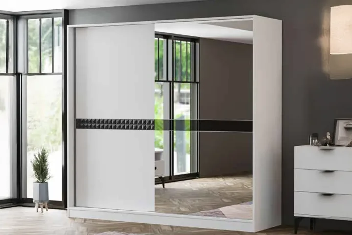 Can Large Sliding Door Wardrobe - White TN0444A