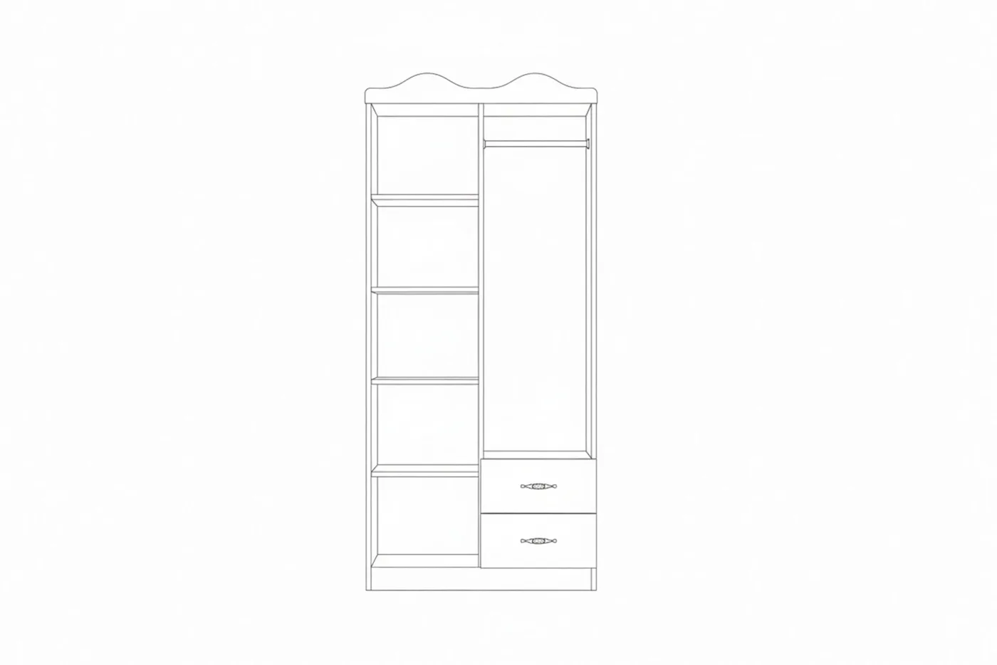 Crown-top 2-Door Wardrobe - Travertine TN0443