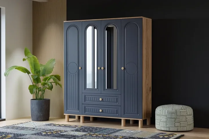 Bohem 4-Door Wardrobe - Atlantic Pine / Anthracite TN0434