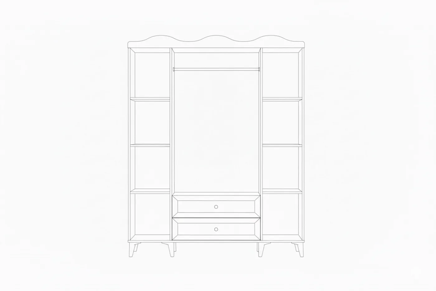 Crowned 4-Door Wardrobe - Travertine TN0437