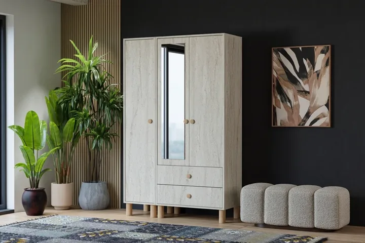 Vera 3-Door Wardrobe - Travertine TN0408