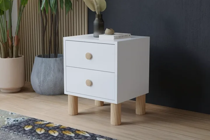 Vera Bedside Table - White TN0398