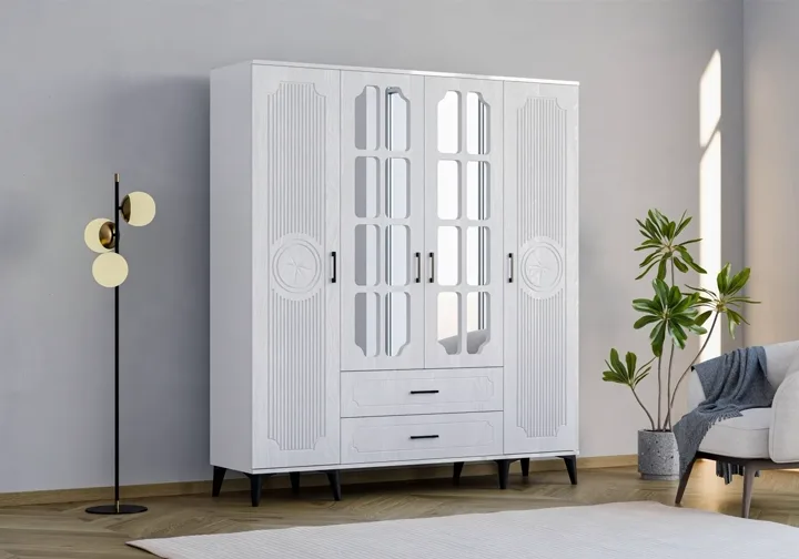 Uzay 4-Door Wardrobe - White TN0377