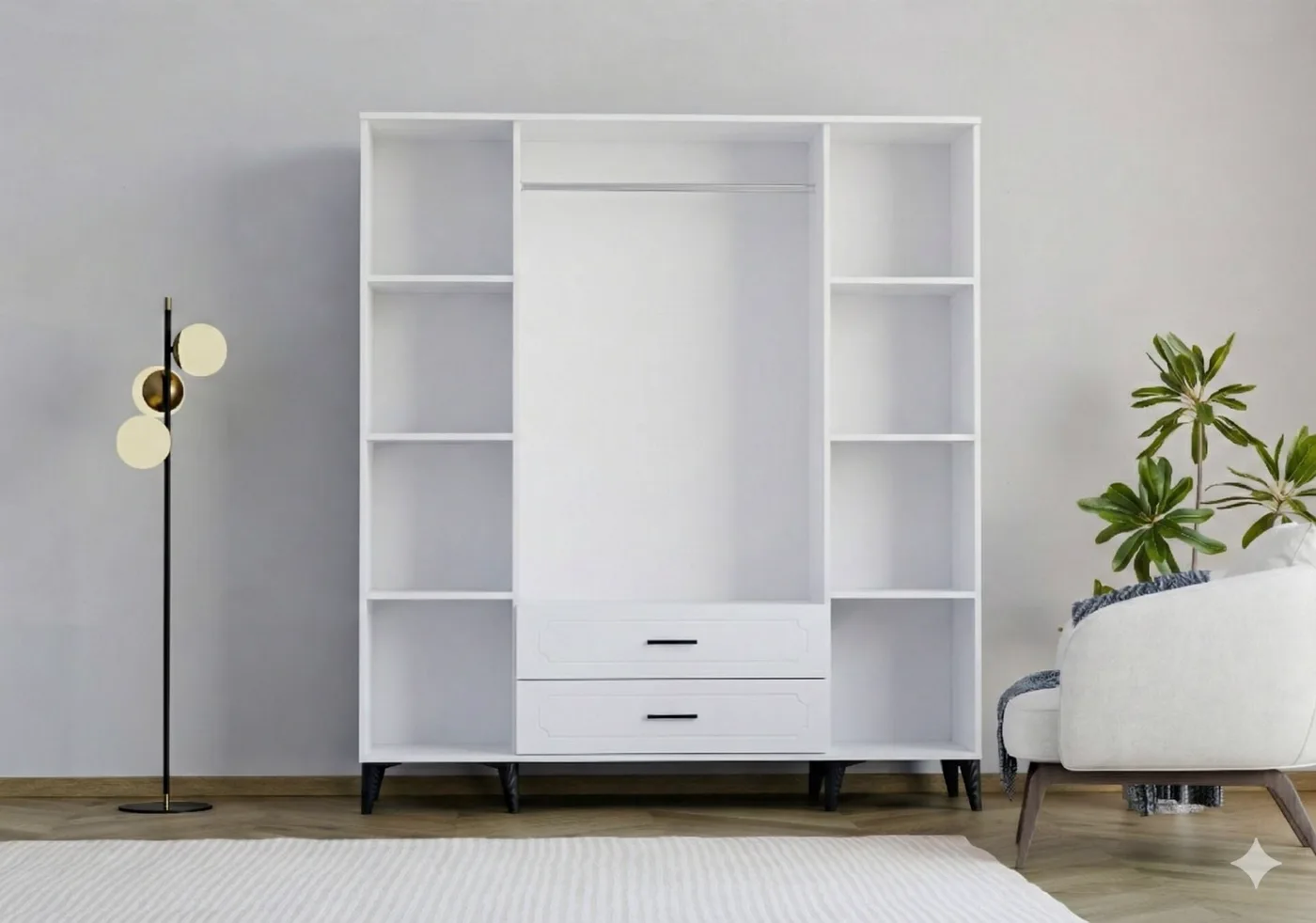 Uzay 4-Door Wardrobe - White TN0377